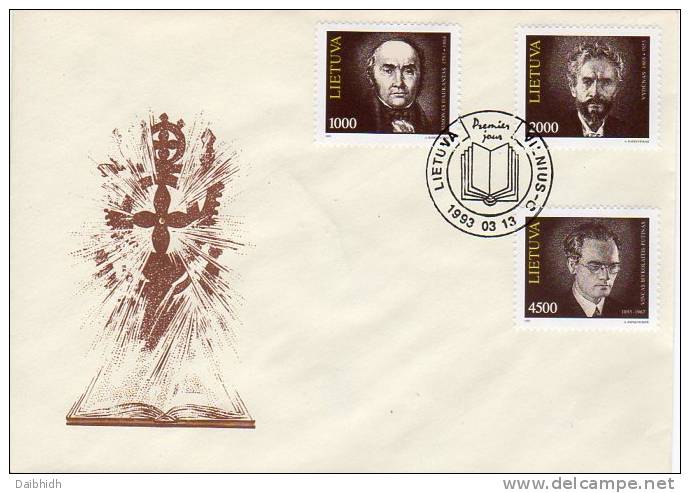 LITHUANIA 1993 Cultural Personalities FDC.  Michel 523-25 - Lituanie