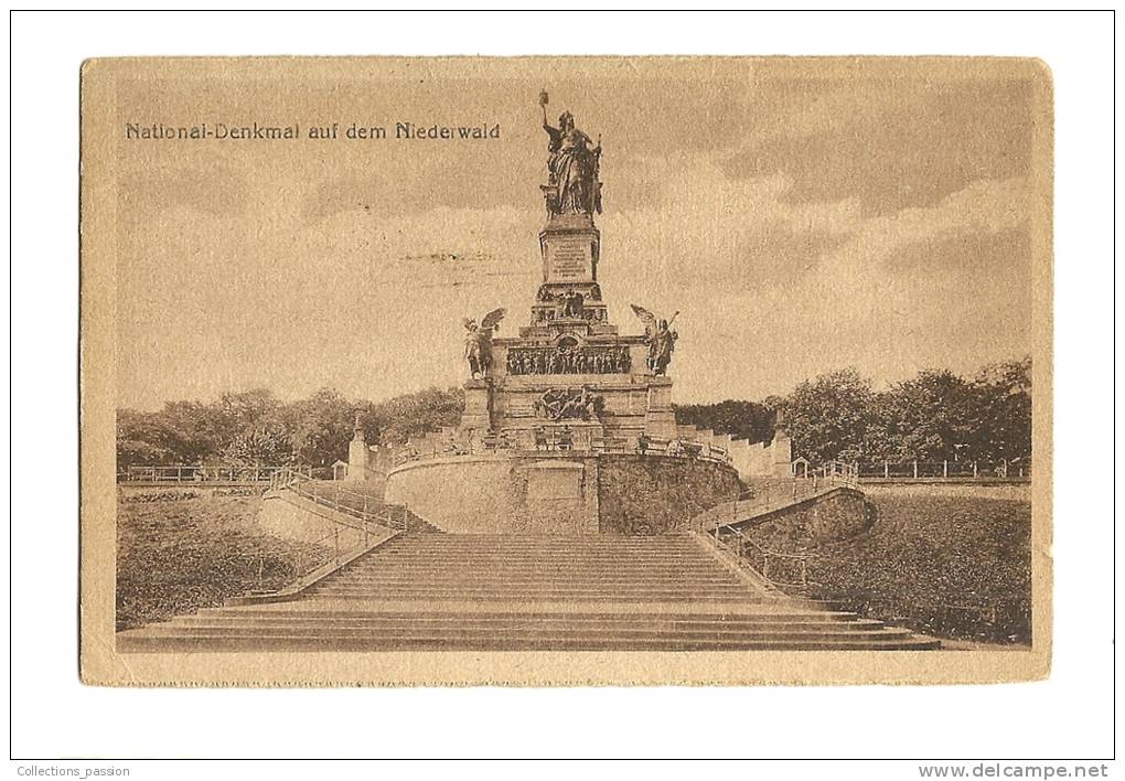 Cp,  Suisse, National-Denkmal Auf Dem Niederwald, Voyagée 1928 - Niederwald