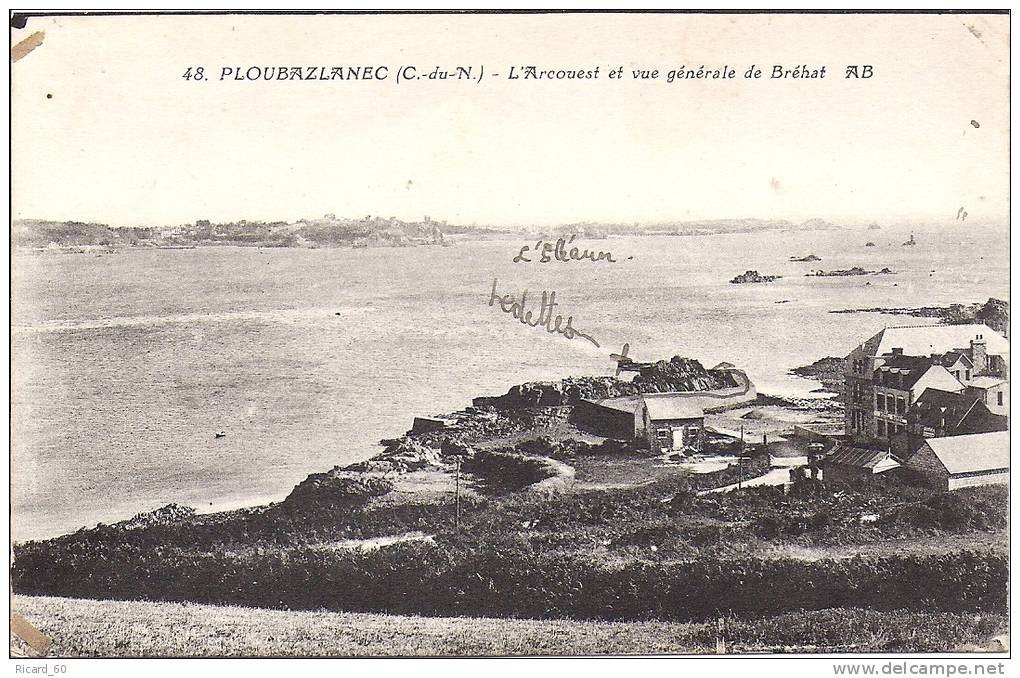 Cpa Ploubazlanec, L'arcouest Et Vue Générale De Bréhat - Ploubazlanec