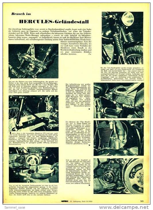 Zeitschrift  "Das Motorrad" 21 / 1958 Mit :  Im Hercules Geländestall - Junioren Eifelrennen Nürburgring - Automobile & Transport