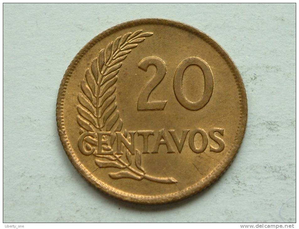 20 CENTAVOS 1955 ( Round O ) KM 221.2b ( Rare / For Grade, Please See Photo ) ! - Pérou