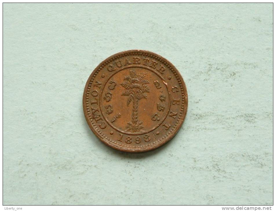 1898 QUARTER CENT / KM 90 ( Rare / For Grade, Please See Photo ) ! - Sri Lanka