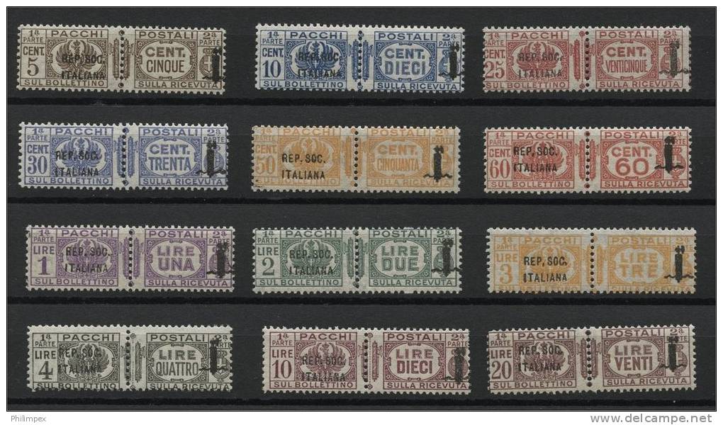 ITALY, SOCIAL REPUBLIC 1944, RARE SET PARCEL STAMPS / PACCHI-POSTALI NEVER HINGED **, RARE SET! - Paketmarken