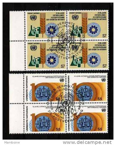 ONU  VIENNE 1982  N 21 / 22   Oblitéré En Bloc De 4 - Used Stamps
