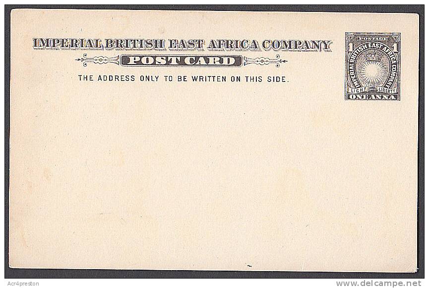 Kec031 British East Africa (Kenya) 1893, H &amp; G #2, 1 Anna Preprinted Postcard Unused - Afrique Orientale Britannique