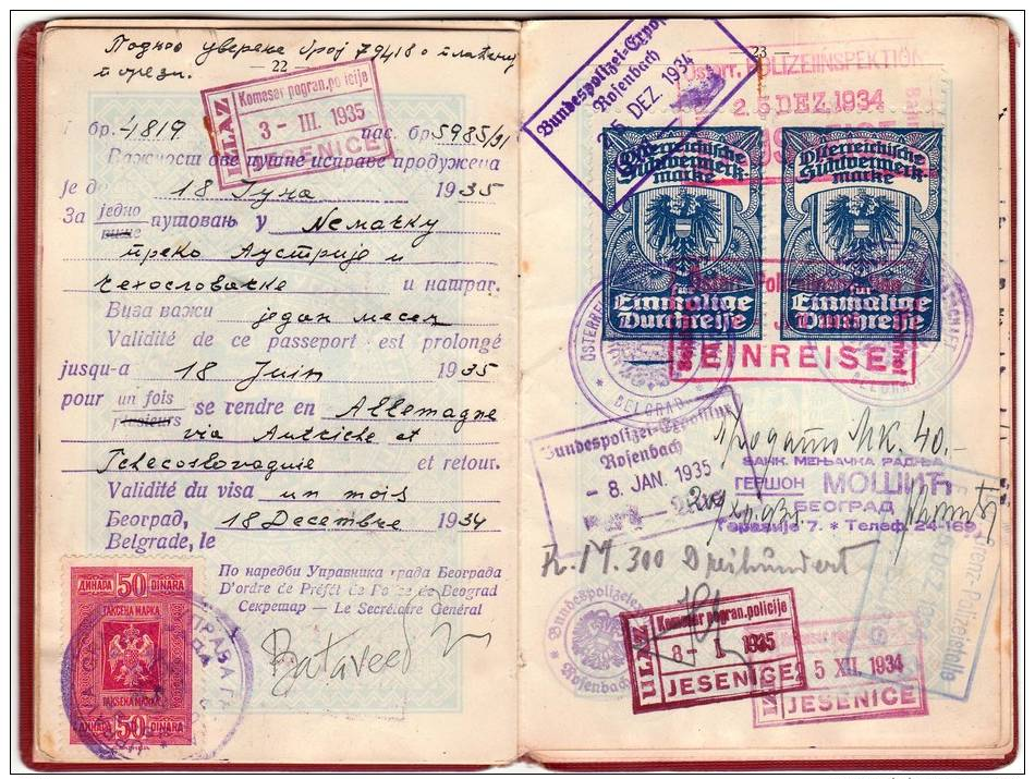 H DOCUMENT PASSPORT Kingdom Of Yugoslavia KING PETAR II  BEOGRAD  22 PAGES OF VISA - Historical Documents