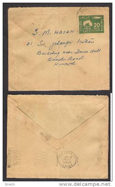 PAKISTAN 20 Paisa Stationery Cotton Flower Envelope, Postal Used 1973 - Pakistan