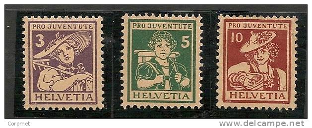 SWITZERLAND - 1916  PRO JUVENTUDE   - Yvert # 151/153 - MINT (H) - Unused Stamps