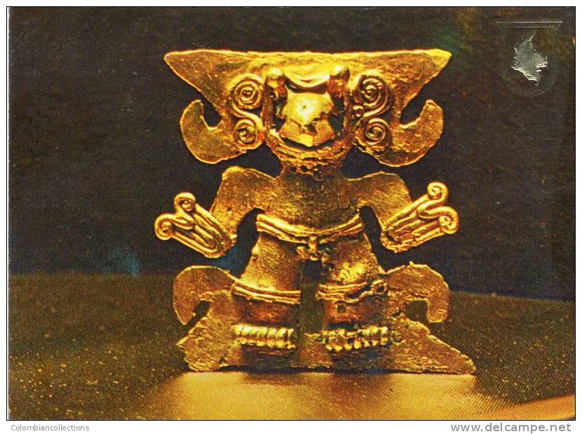 Lote PEP255, Colombia, Postal, Postcard, Museo Del Oro, Colgante, Quimbaya, Indigenous Activities,  Indigenas - Colombia