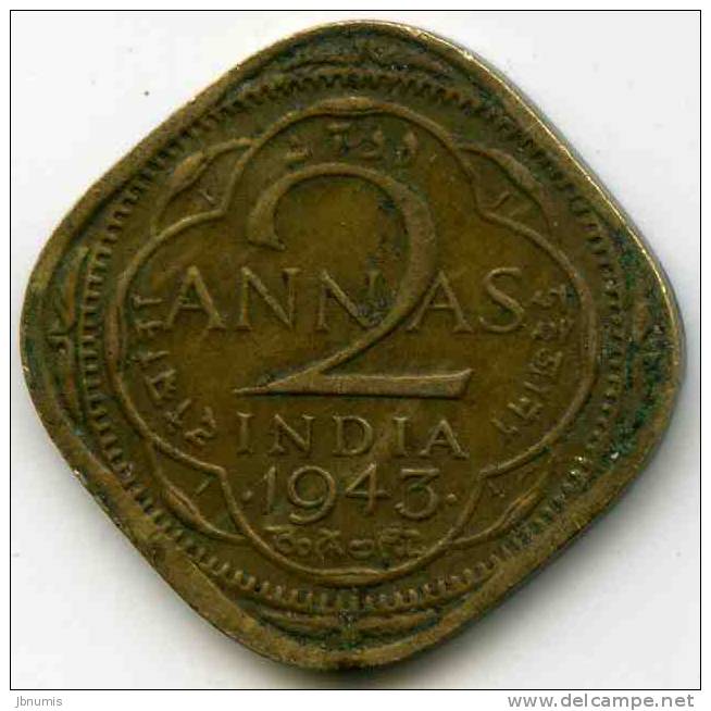 Inde India 2 Annas 1943 B KM 541a - Inde