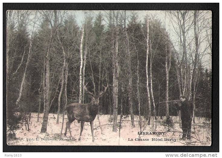 Libramont. La Chasse.  Un Chasseur Vise Un Cerf.  Hôtel Duroy  -  2 Scans. - Libramont-Chevigny