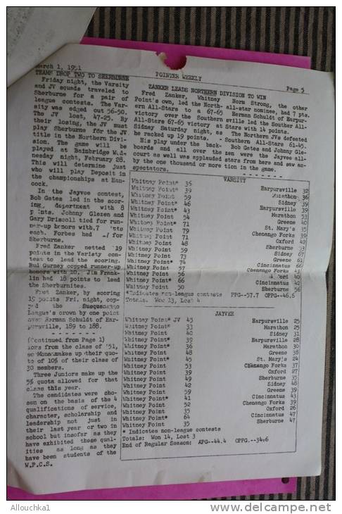 N°22 Maes. 1,1951 U.S.A. POINTER WEEKLY  Publshed By Students Of Whitney Point Central School School Press Association - 1950-Now