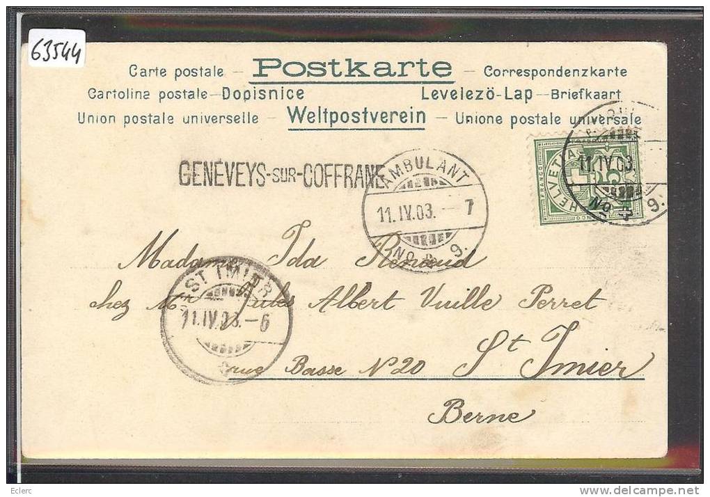 CACHET LINEAIRE " GENEVEYS SUR COFFRANE " AU DOS D´UNE CARTE FANTAISIE - TB - Coffrane