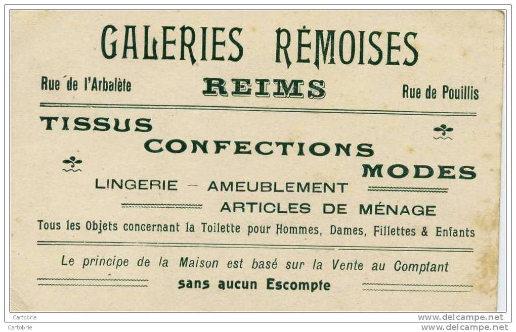 51-REIMS-Publicité GALERIES REMOISES-Format 8.5x13.5-POULE Et Poussins - Reims