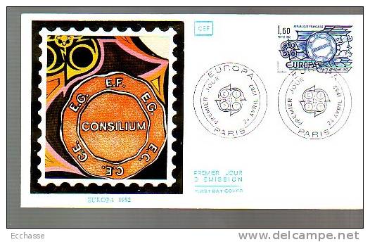 Enveloppe Premier Jour 1er Fdc Europa 1982 Paris - 1980-1989