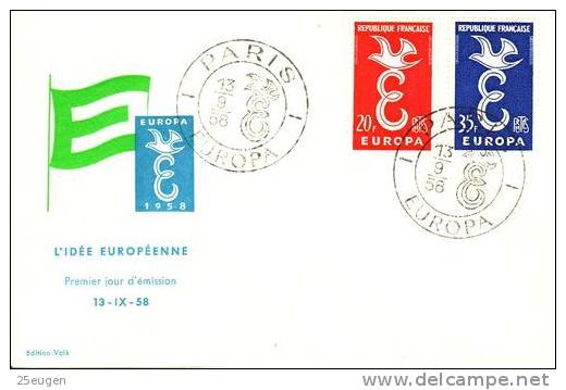 FRANCE 1958 EUROPA CEPT FDC - 1958