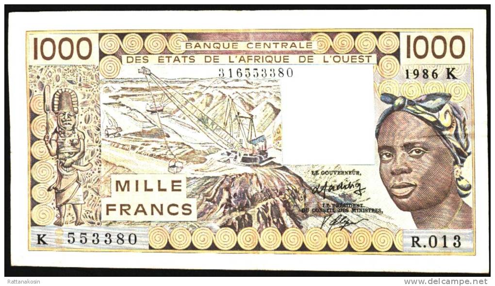 WAS SENEGAL   P707Kg   1000 FRANCS    1986     VF   NO P.h. ! - Senegal