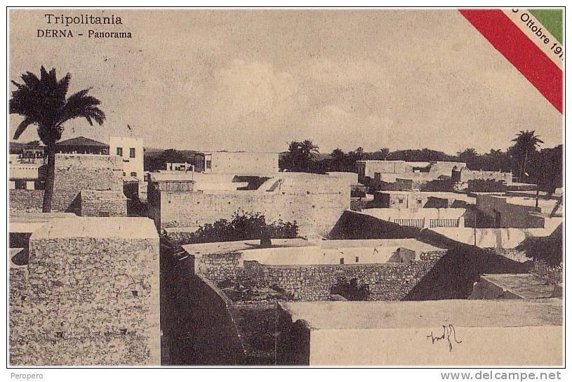 AK LIBYEN LIBIYA TRIPOLI   - TRIPOLITANIA DERNA - PANORAMA  7679. ELIOCROMIA FUMAGALLI & C. OLD POSTCARD 1911 - Libyen