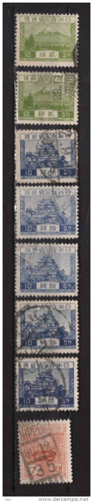 JAPON: Année 1926 Et 1931 , Lot De 8 Timbres N°191, 193 Et 217 - Oblitérés