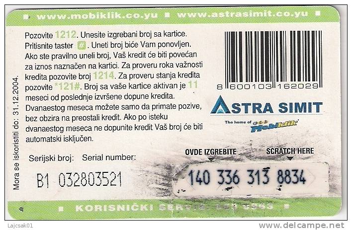 Serbia  GSM Recharge Prepaid  Phone  Card  2004. - Yougoslavie