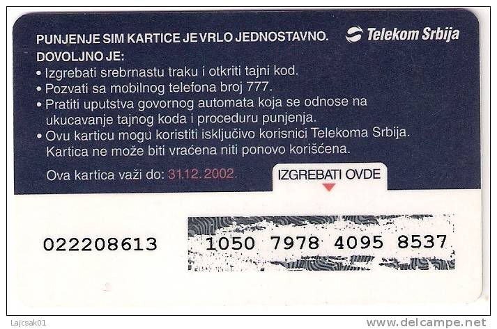 Serbia  GSM Recharge Prepaid  Phone  Card  2002. - Yugoslavia