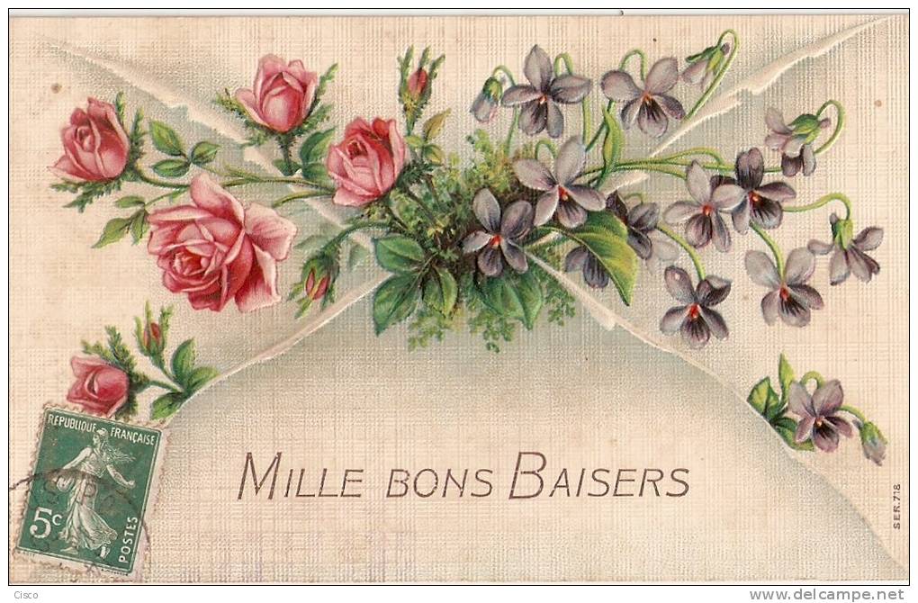 FLEUR - MILLE BONS BAISERS  --  Gaufrée = Embossed - Other & Unclassified