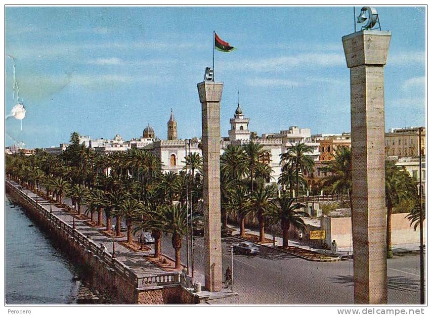 AK LIBYEN LIBIYA TRIPOLI ADRIANO PELT STREET  OLD POSTCARD 1963 - Libyen