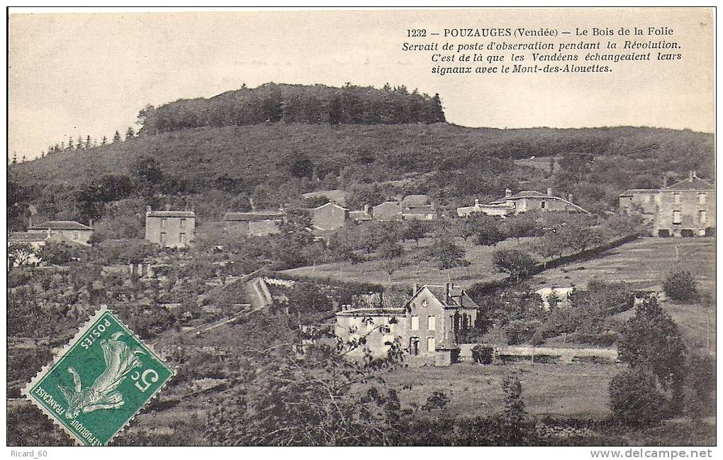 Cpa, Pouzauges, Le Bois De La Folie, Poste D'observation Des Vendéens, Chouannerie - Pouzauges