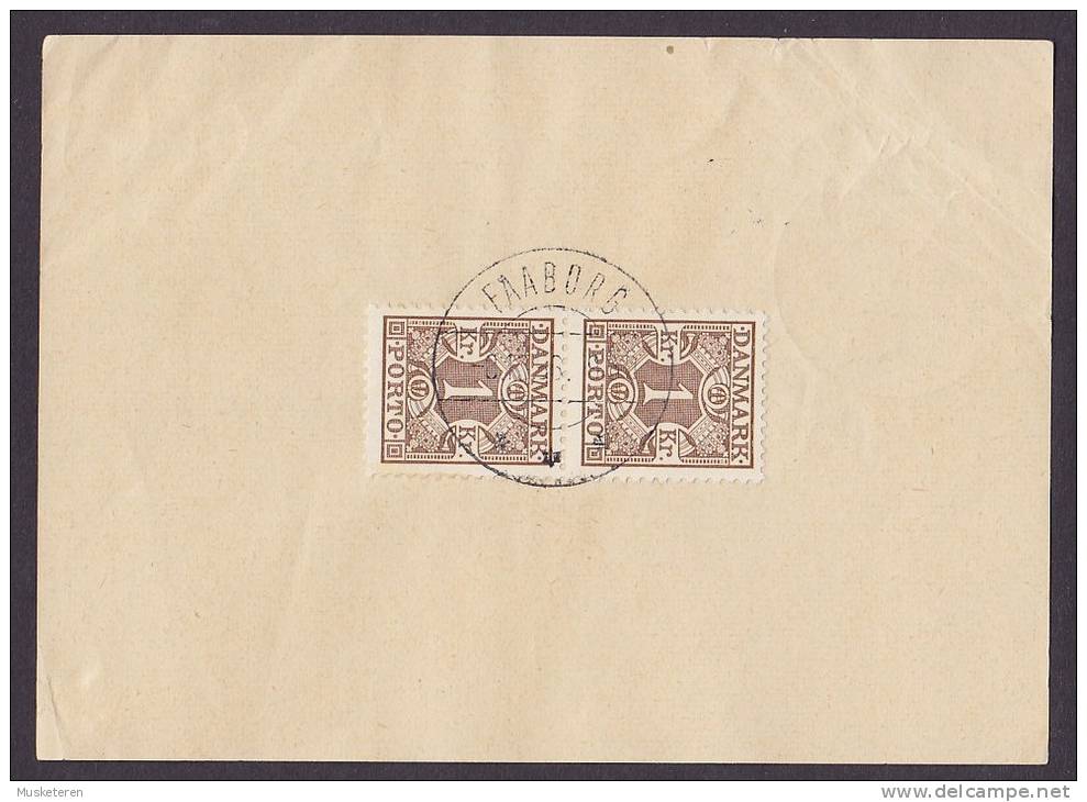 Denmark FÅBORG 8.12.1956 Debetseddel Franked W. Postage Due Stamps Portomarken Mi. 31 (2 Scans) - Segnatasse