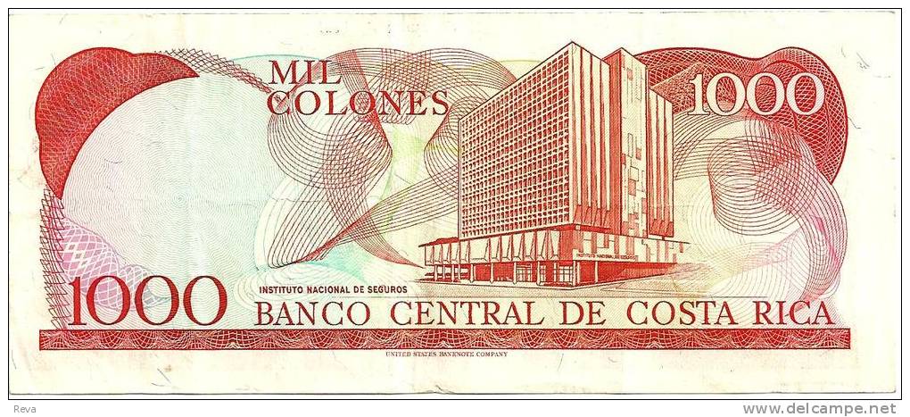 COSTA RICA 1000 COLONES RED MAN FRONT BUILDING BACK DATED 15-06-1994 VF P.259b READ DESCRIPTION!! - Costa Rica