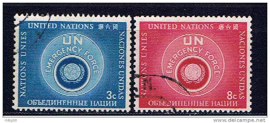 UNY+ UNO New York 1957 Mi 57-58 I - Used Stamps