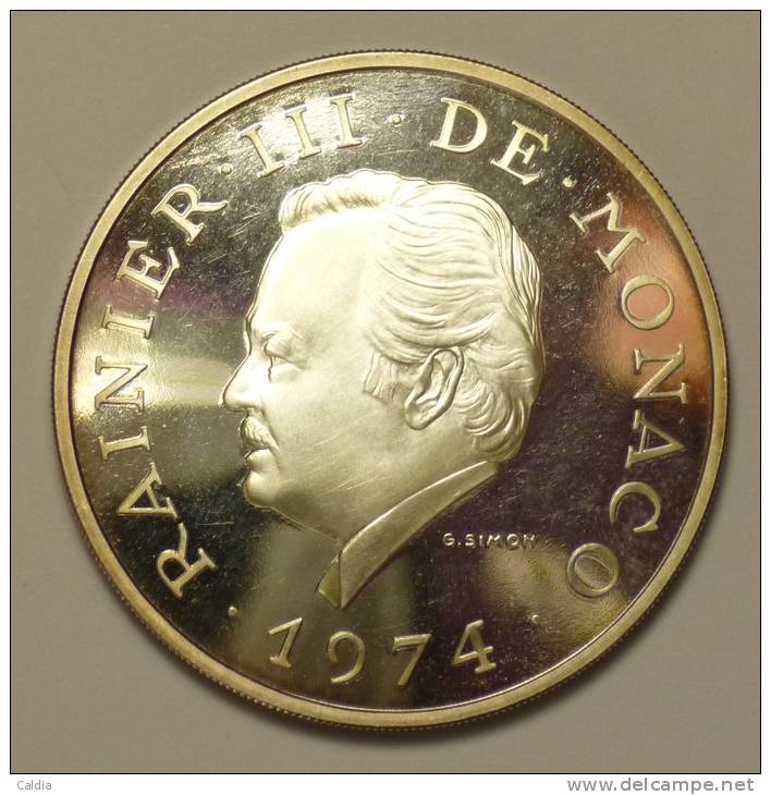 Monaco 100 Francs 1974 Argent / Silver  AUNC # 1 - 1960-2001 Nouveaux Francs