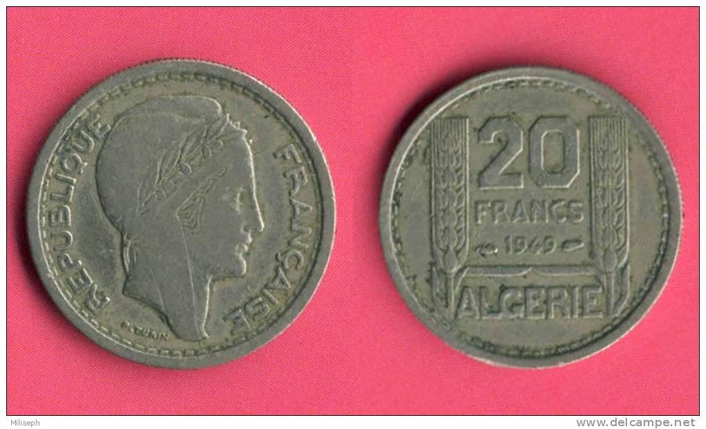 20 Francs - République Française - Algérie - 1949   (2435) - Argelia