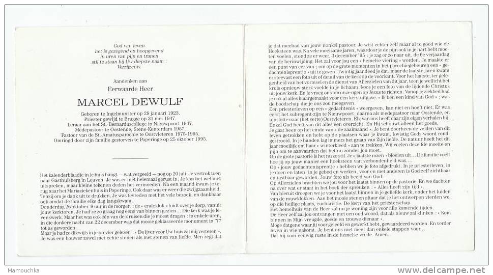 Marcel DEWULF Ingelmunster 1923 Priester Brugge Nieuwpoort Oostende Stene-Konterdam Oostvleteren Poperinghe 1995 - Images Religieuses