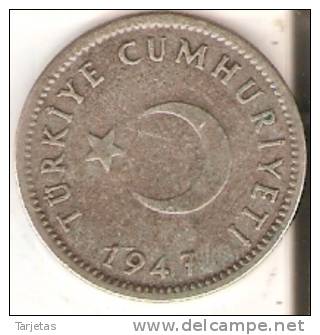 MONEDA DE PLATA DE TURQUIA  DE 1 LIRA DEL AÑO 1947  (COIN) SILVER-ARGENT - Turkey