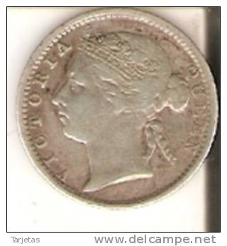 MONEDA DE PLATA DE STRAITS SETTLEMENTS DE 10 CENTS DEL AÑO 1886 (RARA) (COIN) SILVER-ARGENT - Colonies