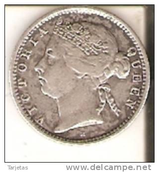 MONEDA DE PLATA DE STRAITS SETTLEMENTS DE 10 CENTS DEL AÑO 1890 (RARA) (COIN) SILVER-ARGENT - Kolonies