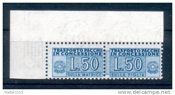 ITALIA Repubblica 1953 Pacchi In Concessione ** MNH Ruota 50 Lire Angolo Di Foglio - Colis-concession