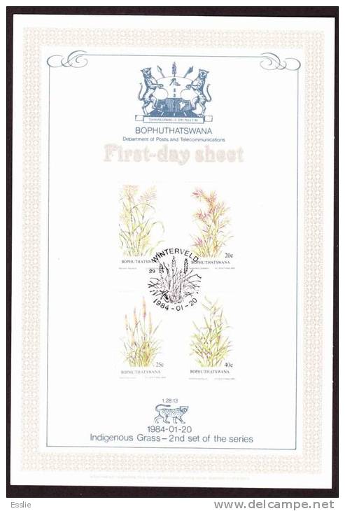 Bophuthatswana - 1984 - Indigenous Grass - First Day Collectors Sheet - Bophuthatswana