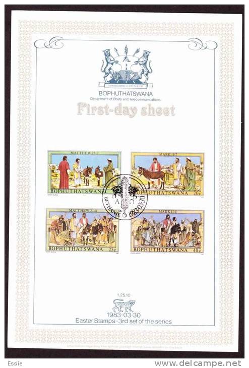 Bophuthatswana - 1983 - Easter - First Day Collectors Sheet - Anes