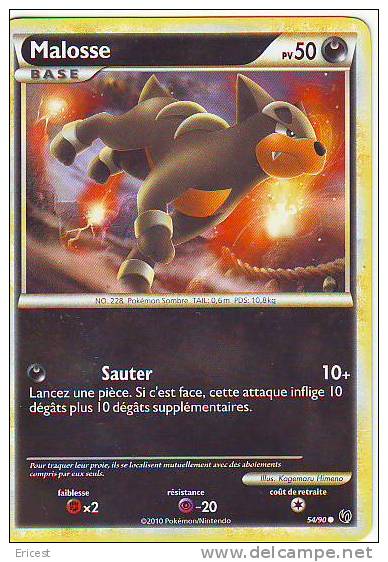 CARTE POKEMON MALOSSE 54/90 NEUVE - Other & Unclassified