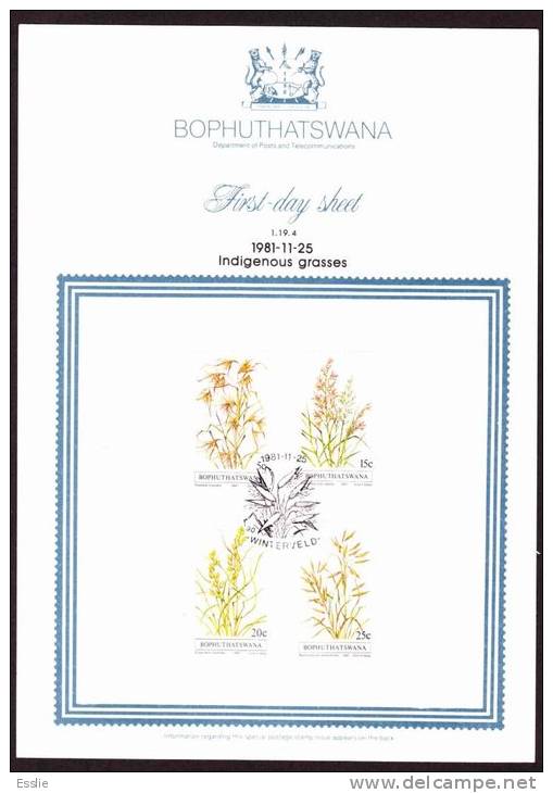Bophuthatswana - 1981 - Indigenous Grass - First Day Collectors Sheet - Bophuthatswana