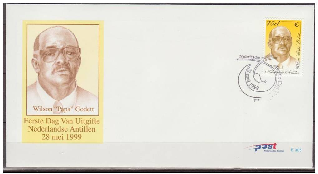 Nederlandse Antillen, 1999, Famous Persons, Wilson Godett, E305, FDC - Altri & Non Classificati