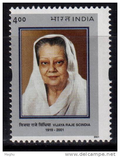 India MNH 2001, Vijaya Raja Scindia, Politician &amp; Social Reformer - Ungebraucht