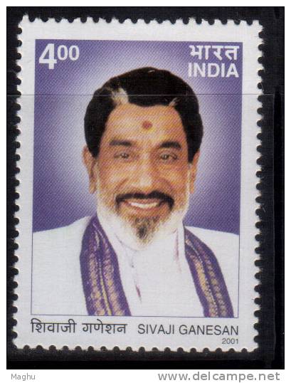 India MNH 2001, Sivaji Ganesan, Actor, Culture Ambassador, Cinema, - Unused Stamps