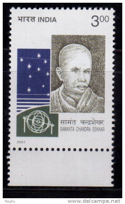 India MNH 2001, Samanta Chandra Sekhar, Astronomer, Astronomy, Stars &amp;  Instrument. Star - Unused Stamps