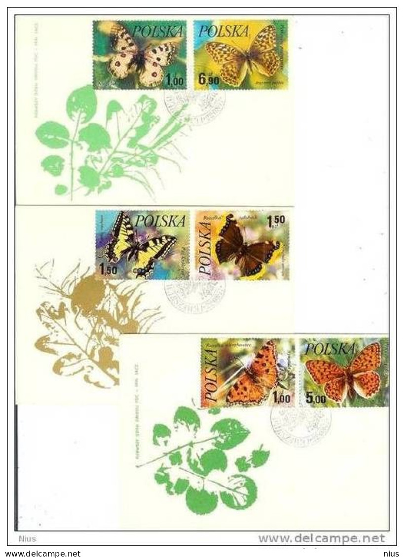 Poland 1977 FDC X3 Butterfly Butterflies Insects Insect - FDC