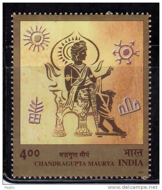 India MNH 2001, Emperor Chandragupta Maurya, Literature, Astronomy Signs, History, - Unused Stamps