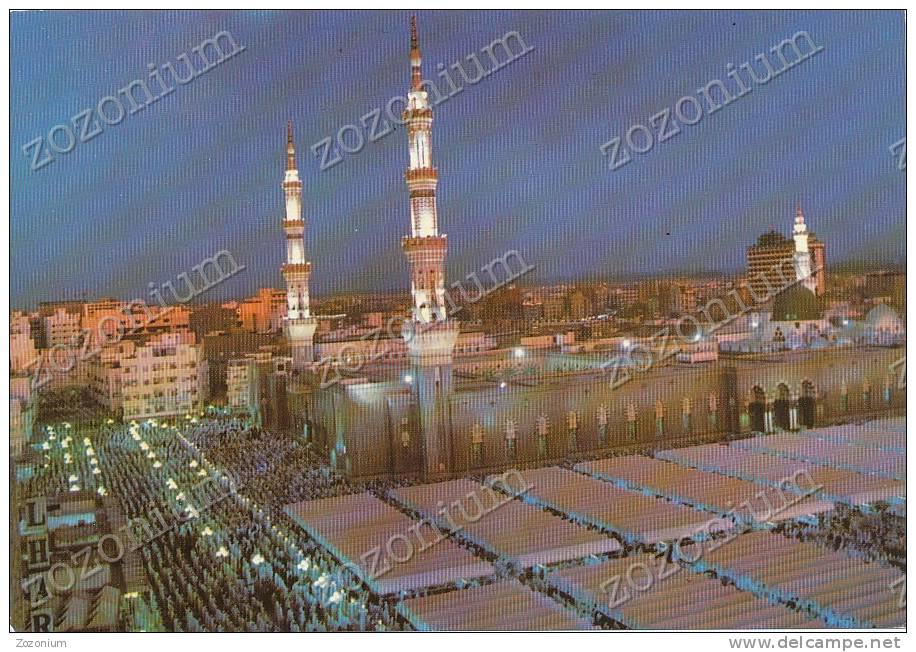 The Green Dome Of The Prophet´s Mosque In Medina Saudi Arabia, Vintage Old Photo Postcard - Saoedi-Arabië