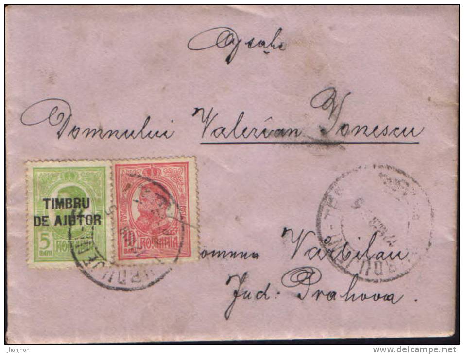 Romania-Envelope With Stamps Circulated In 1915 King Charles I, One With Overprint - Covers & Documents